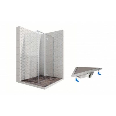 Комплект душевого ограждения с угловым трапом Ambassador Set 12011104R-ST4, 120 х 80 см (состоит из Ambassador Diamond 12011104R, Styron STY-KF) %